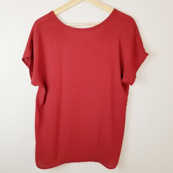 Soprano Short Sleeve Blouse Top Burgundy - Picture 4 of 9